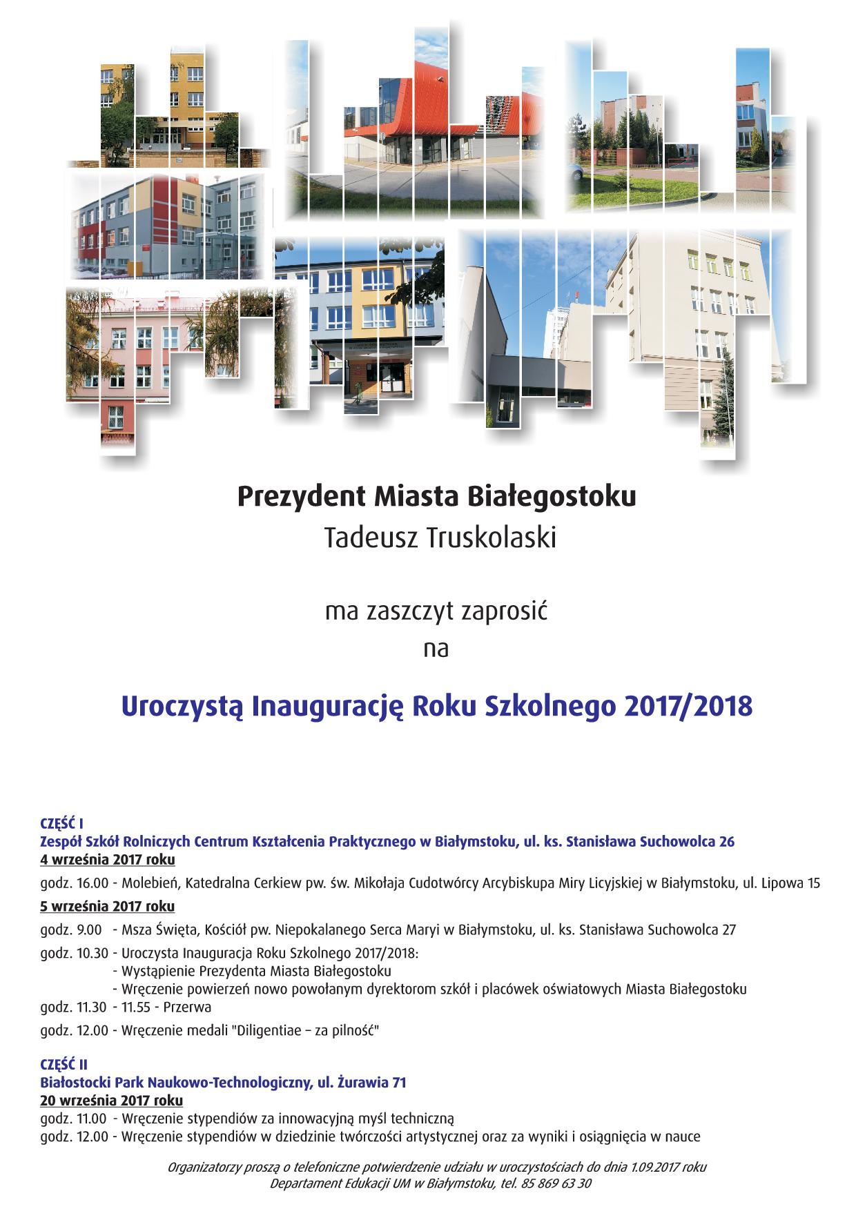 Zaproszenie na inaugurację roku szkolnego 2017/2018