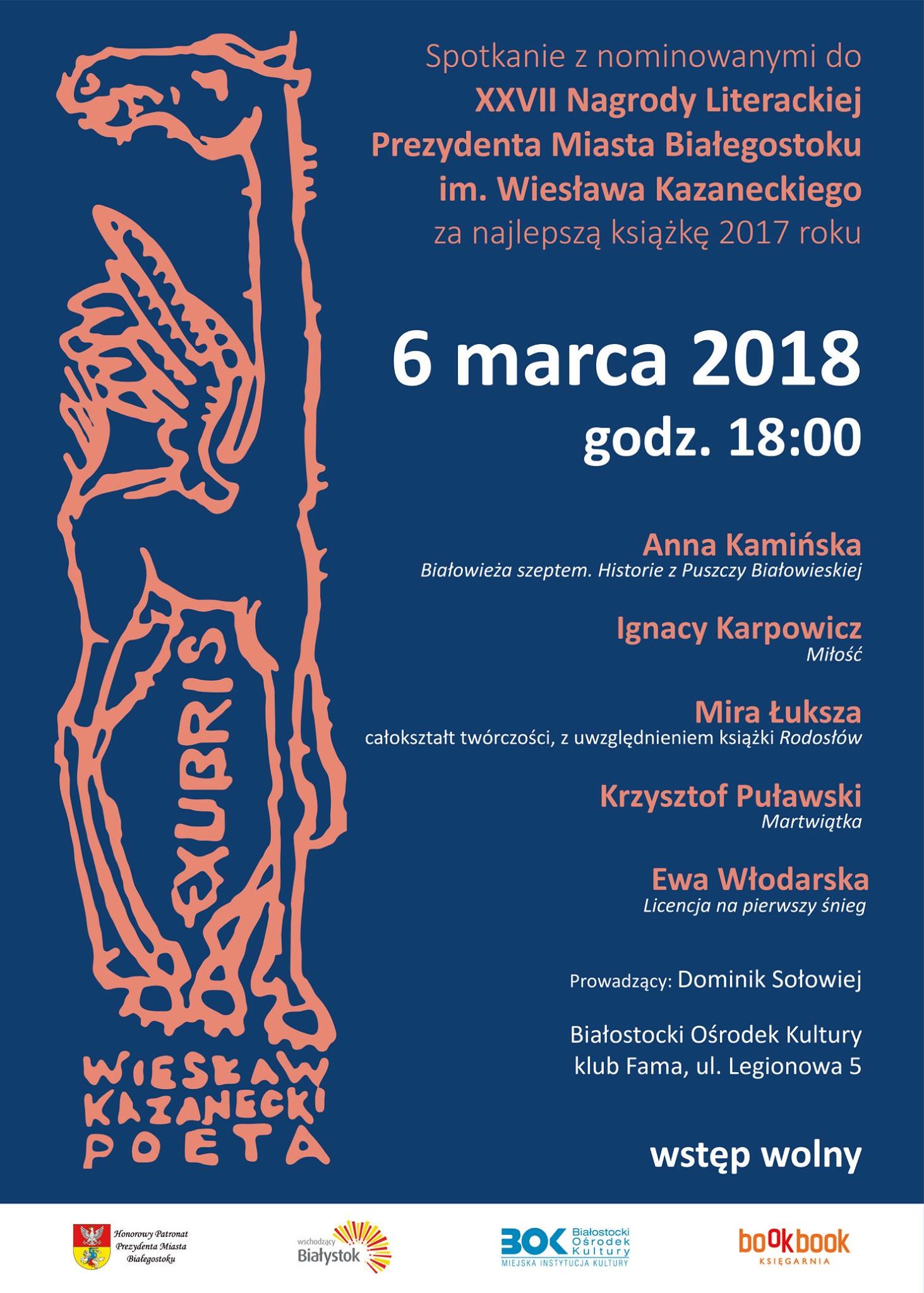 Zaproszenie na spotkanie z autorami nominowanymi do nagrody Kazaneckiego