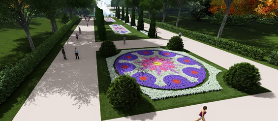 Wizualizacja Alei Zakochanych - dywan z kwiatów
