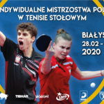 Plakat zapowiadający Mistrzostwa Polski w tenisie stołowym W Białymstoku