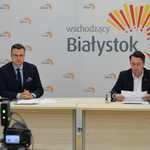 Zastępcy prezydenta Rafał Rudnicki i Przemysław Tuchliński podczas wideokonferencji