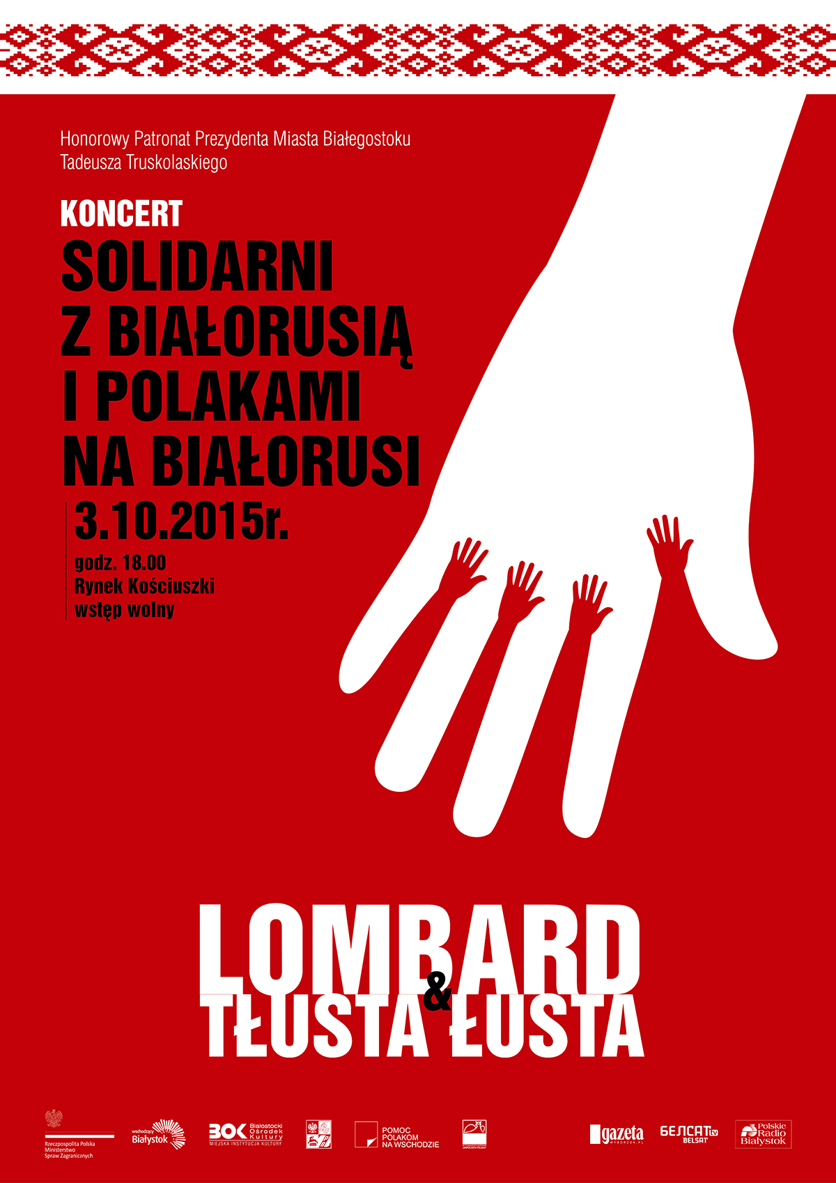 Plakat informujący o koncercie solidani z białorusią