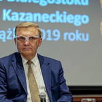 Prezydent Tadeusz Truskolaski podczas konferencji prasowej
