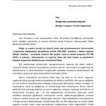 Skan pisma ze stanowiskiem Unii Metropolii Polskich w sprawie Programu Operacyjnego Polska Wschodnia, strona pierwsza