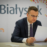 Zastępca Prezydenta Rafał Rudnicki podczas konferencji na temat sytuacji epidemiologicznej w Białymstoku