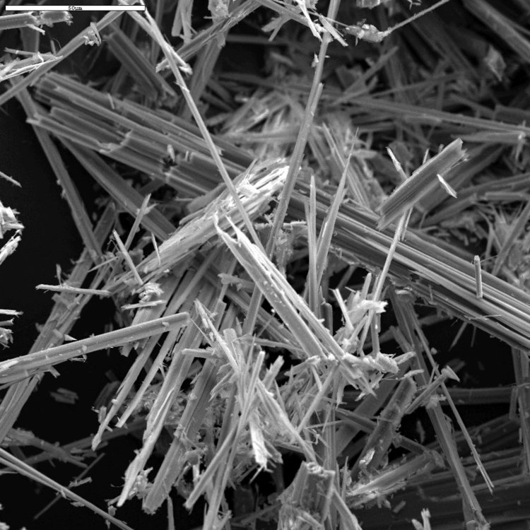 zdjęcie przedstawiające pod mikroskopem azbest