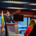 Radny Marcin Moskwa podczas przemówienia na posiedzeniu Rady Miasta