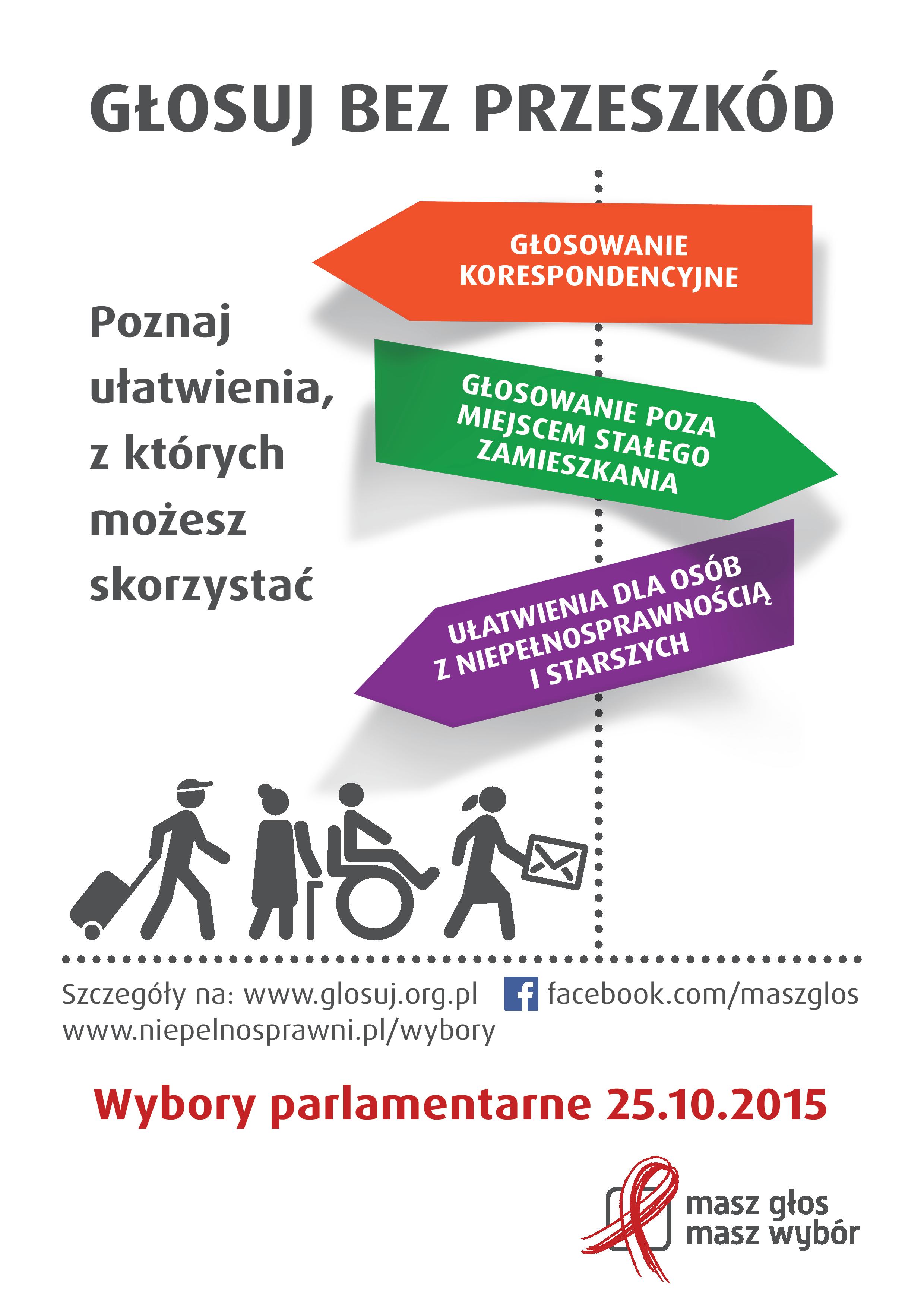 Plakat głosuj bez przeszkód Wybory parlamentarne 2015