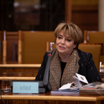 Prezydent Łodzi Hanna Zdanowska na sali obrad