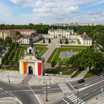 Widok z lotu ptaka na Pałac Branickich, Bramę Główną i pałacowy dziedziniec