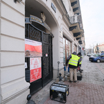 Robotnicy przy Akademii Teatralnej przy ulicy Sienkiewicza