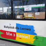 Autobus marki MAN przygotowany do wyjazdu do Lwowa