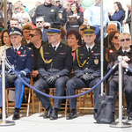 Komendant Wojewódzki Policji w Białystoku wraz z komendantami Straży Miejskiej w Białymstoku podczas uroczystości