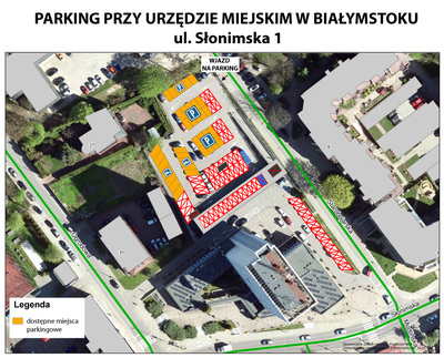 Mapa: Parking przy Urzędzie Miejskim w Białymstoku ul. Słonimska 1