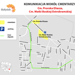 Mapa: Komunikacja wokół cmentarzy