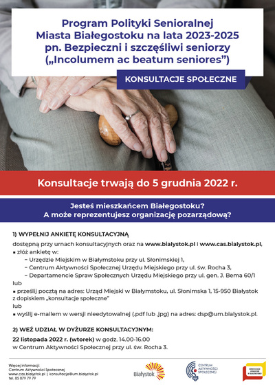 Plakat: Program Polityki Senioralnej Miasta Białegostoku na lata 2023-2025