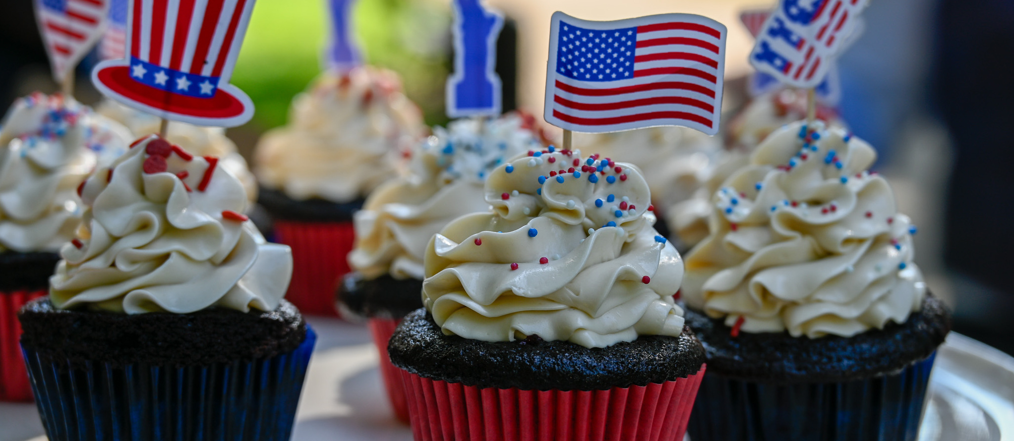 Muffinki z papilotkami na babeczki z Flagą Stanów Zjednoczonych