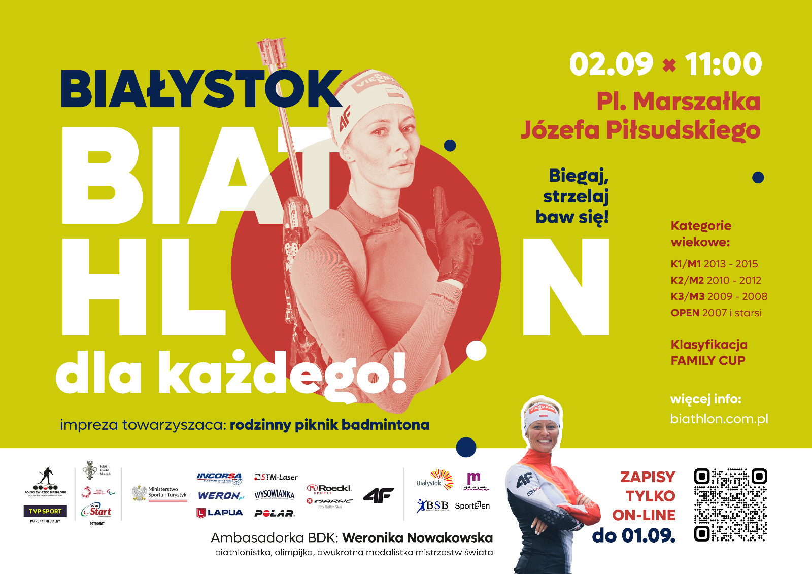 Plakat: Biathlon dla każdego. Białystok 02.09.2023 r.