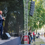 Przewodniczący Rady Miasta Białystok Łukasz Prokorym przemawia podczas wydarzenia