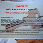 Ulotka: Uwaga! studencie /absolwencie wynajmij mieszkanie w Białymstoku
