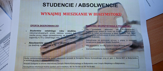 Ulotka: Uwaga! studencie /absolwencie wynajmij mieszkanie w Białymstoku