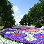 Wizualizacja Alei Zakochanych- zbliżenie na dywan z kwiatów