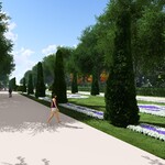 Wizualizacja Alei Zakochanych - mieszkańcy spacerujący po wizualizacji