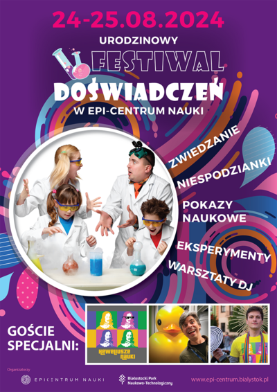 Plakat Urodzinowy Festiwal Doswiadczen w Epi-Centrum
