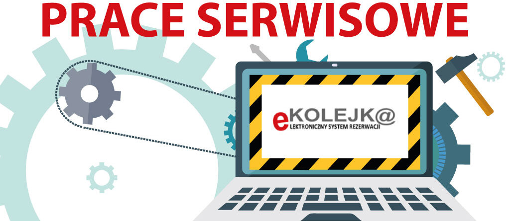 Grafika z tekstem „Prace serwisowe e-kolejka elektroniczny system rezerwacji”.