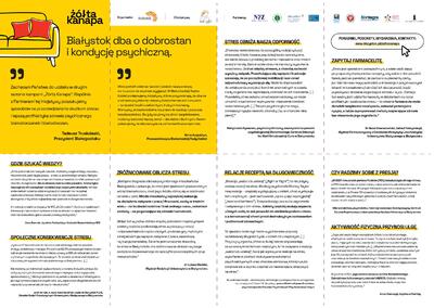 Broszura „Żółta kanapa”, zawierająca informacje.