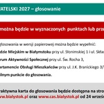 Grafika z danymi i tekstem „Budżet Obywatelski 2027 - głosowanie”