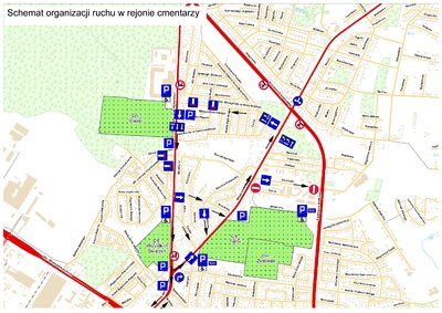 Schemat organizacji ruchu przy cmentarzach 3.