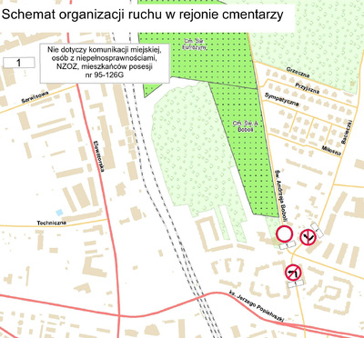 Schemat organizacji ruchu w rejonie cmentarzy 3.
