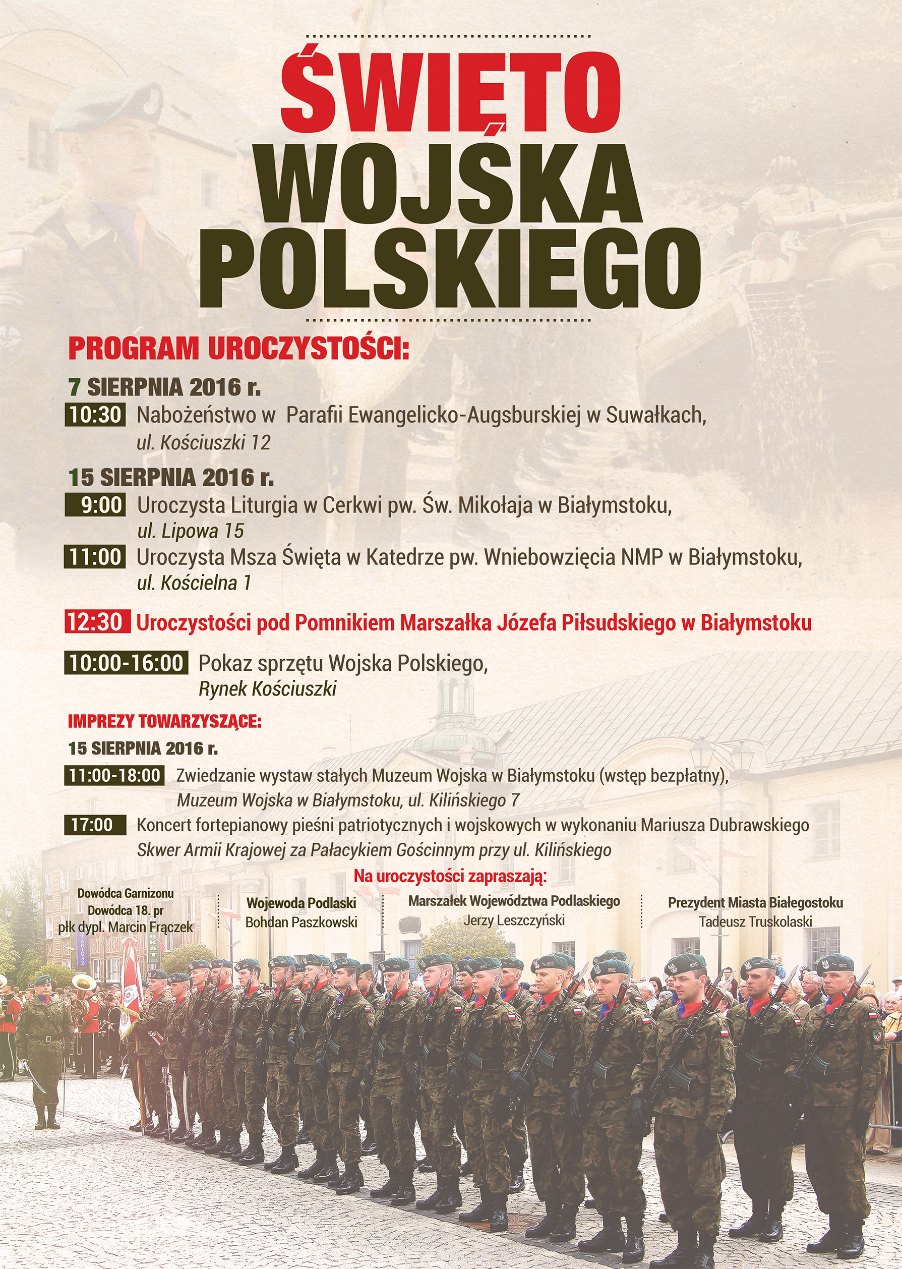 Plakat Zaproszenie na uroczystości z okazji Święta Wojska Polskiego