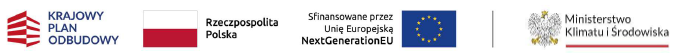 Logotyp KPO, flaga Polski Rzeczpospolita Polska, Flaga UE, Logotyp Ministerstwa Klimatu i Środowiska